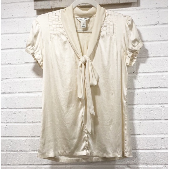 White House Black Market Tops - WHBM delicate silk blouse with bow tie